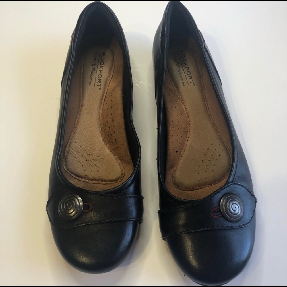 Rockport Cobb Hill black leather flats 7.5